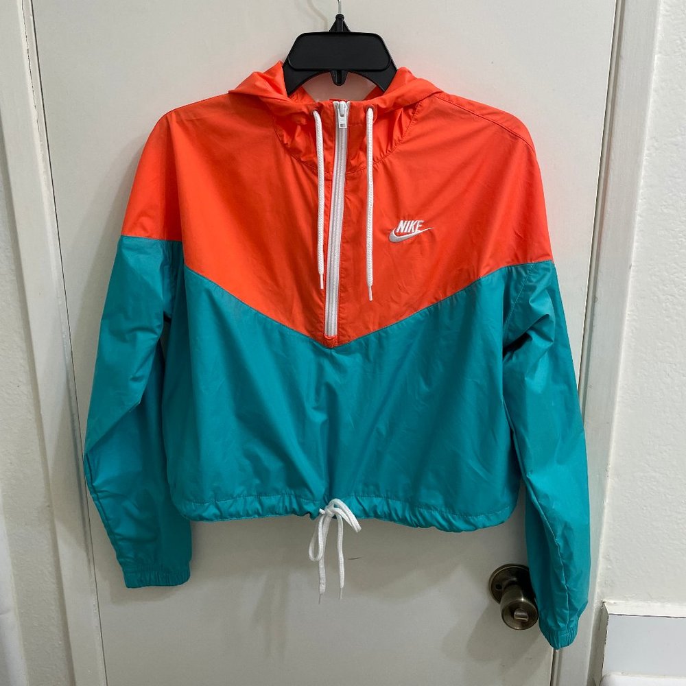 Nike Neon Windbreaker Cropped Half Zip